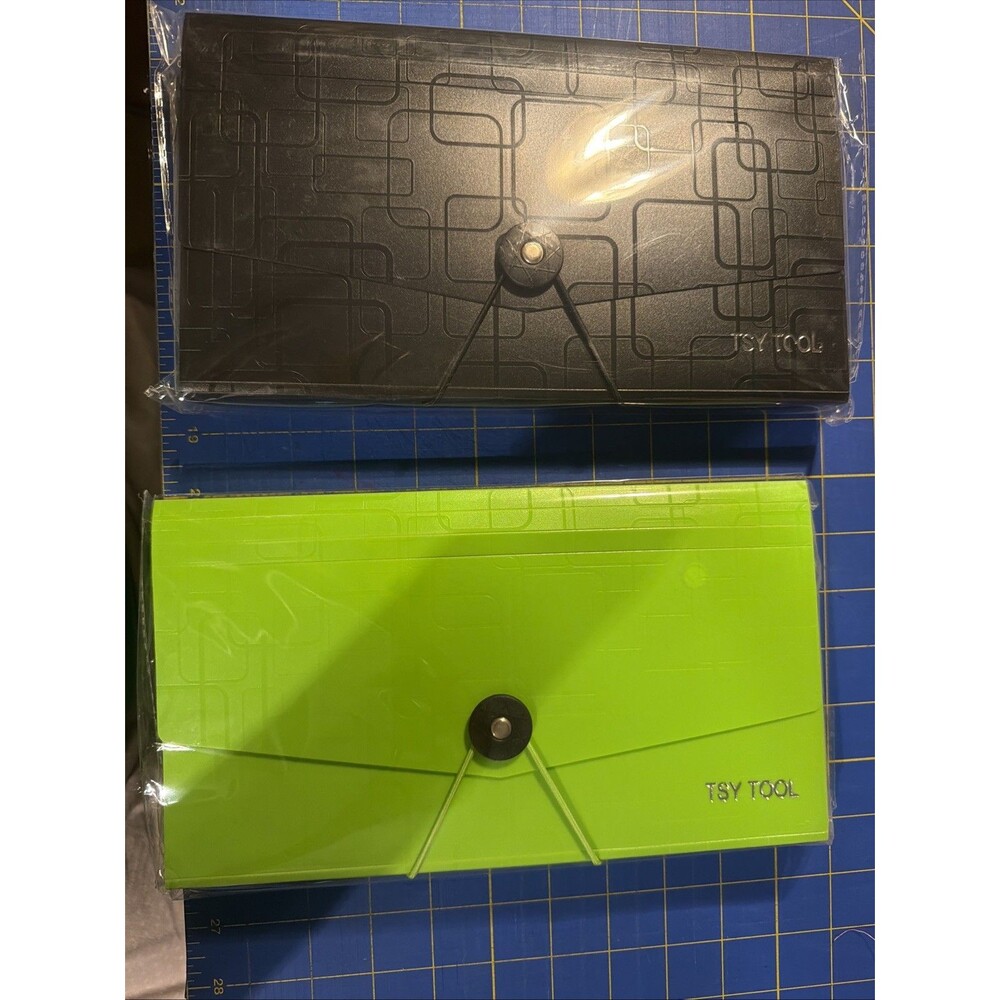 Accordion File Folder Set Of 2 Black Green New 12 Tab Pockets